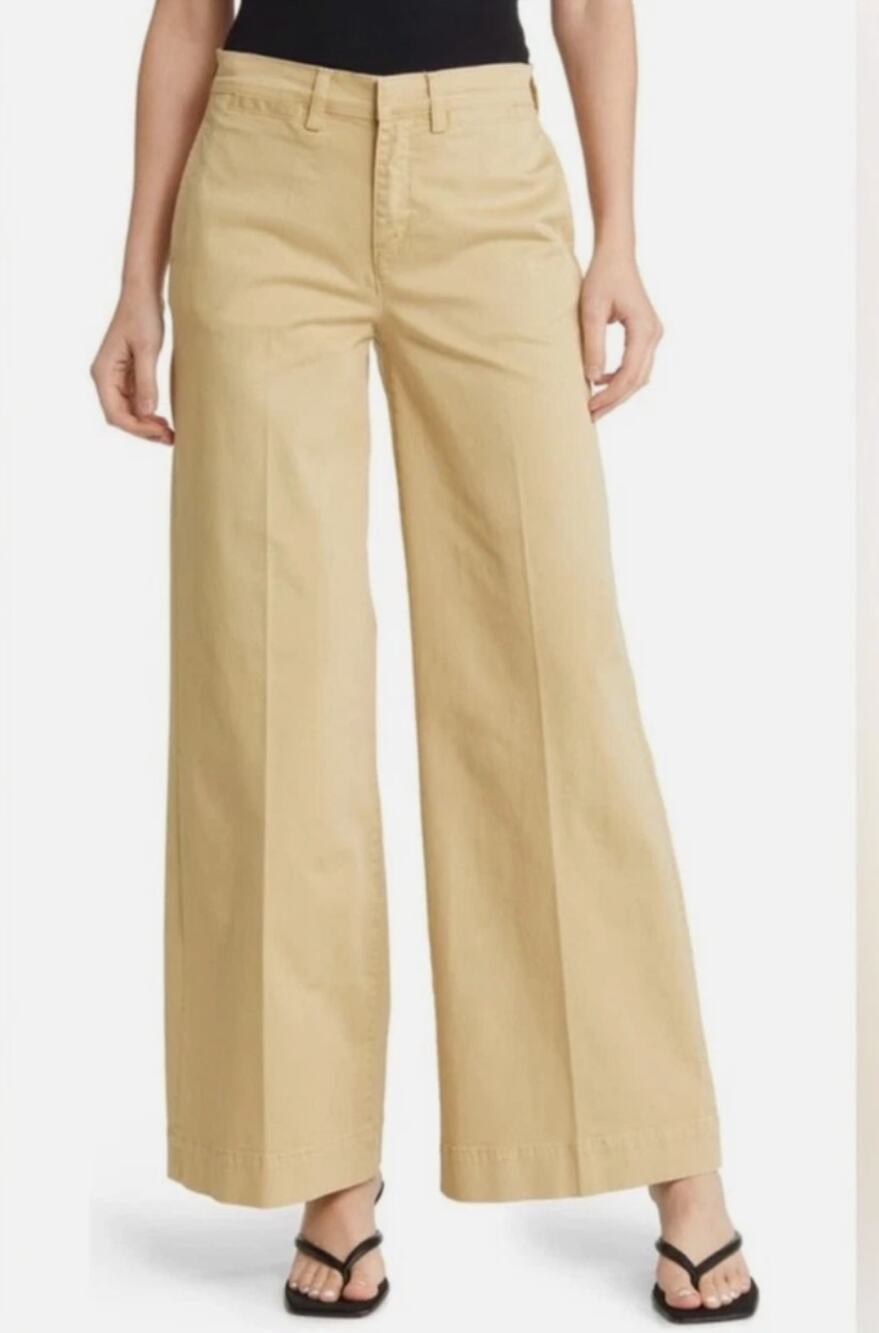 FRAME Wide Leg Tomboy Trousers | Washed Tan | Size 27 - Picture 1 of 10